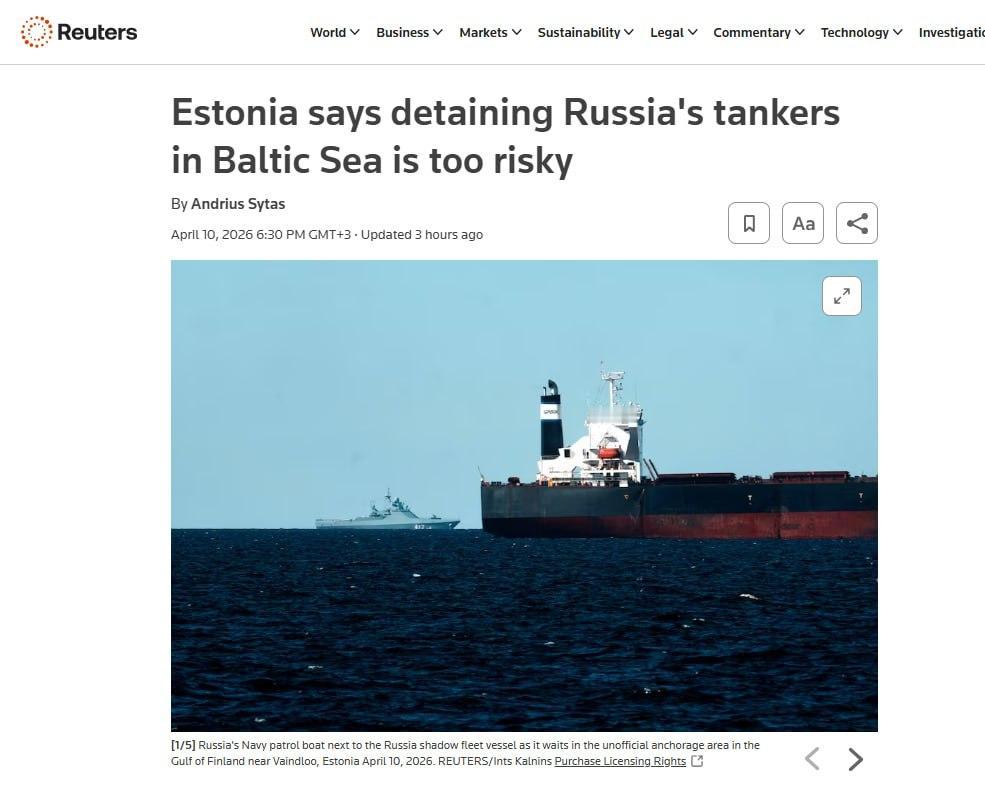 爱沙尼亚海军司令确认，该国不会在波罗的海扣押俄罗斯“影子舰队”油轮，认为军事升级