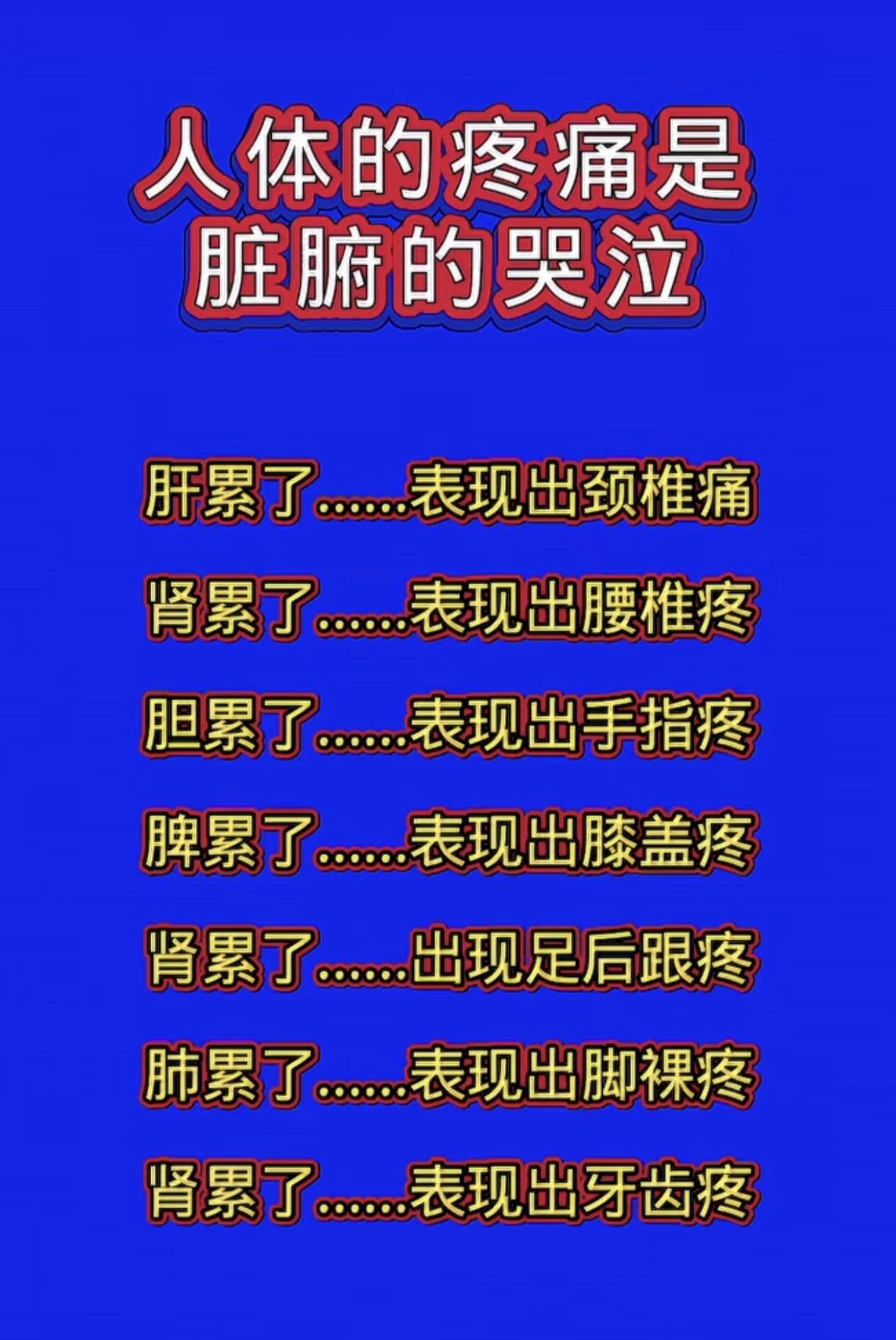 人体的疼痛是脏腑的哭泣