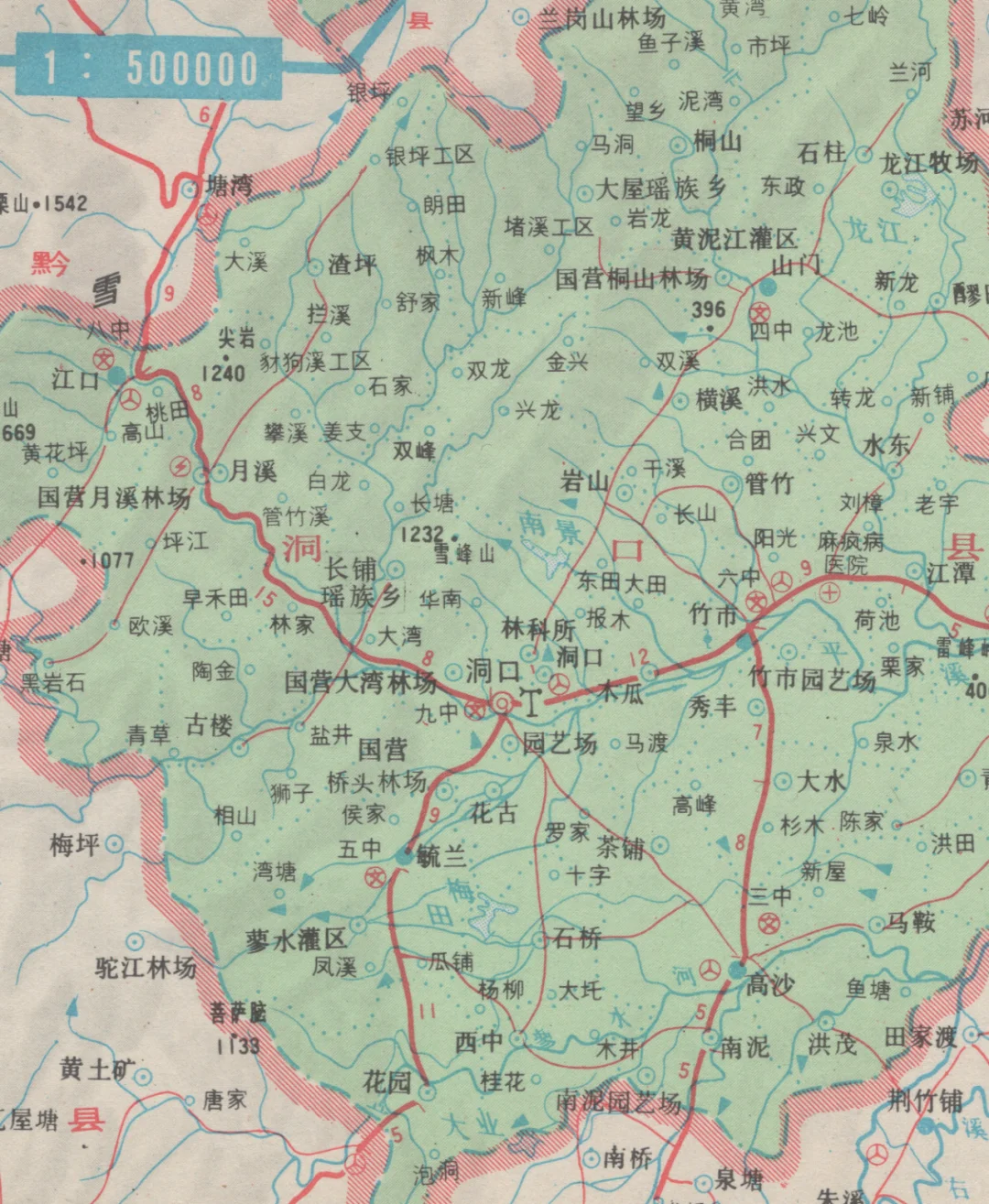 1990年湖南省邵阳县 洞口县地图