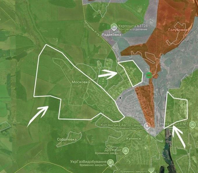 乌军称，收复了库普扬斯克以北的 Moskovka，正在对大递的小型突出部实施包围