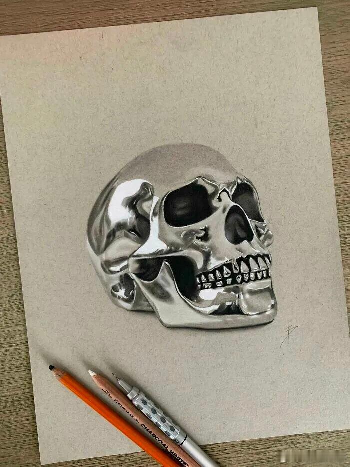 简单工具画的骷髅头 