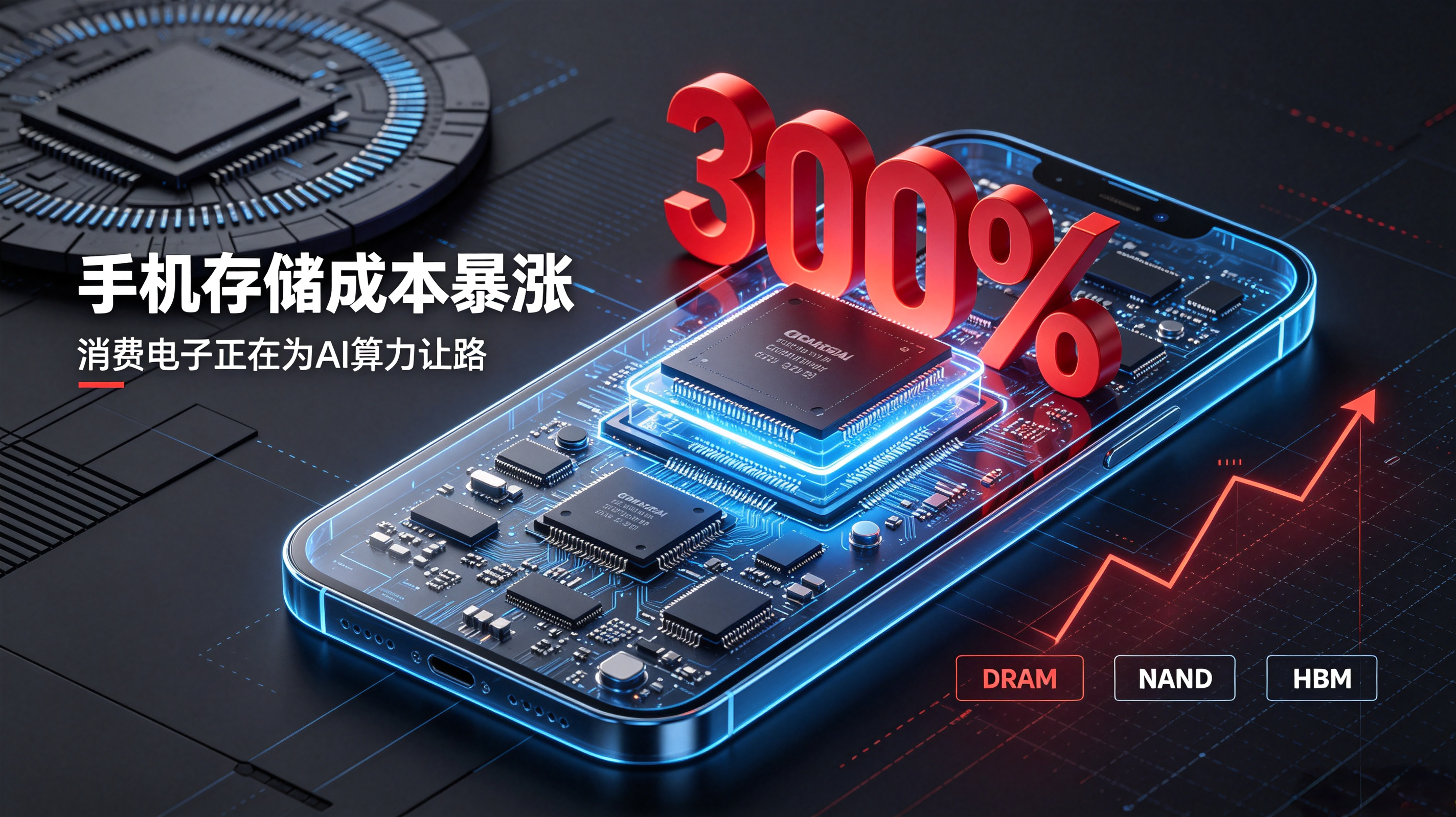 手机存储成本暴涨300%手机存储成本半年暴涨三倍，别只当元器件涨价的热闹看，这其