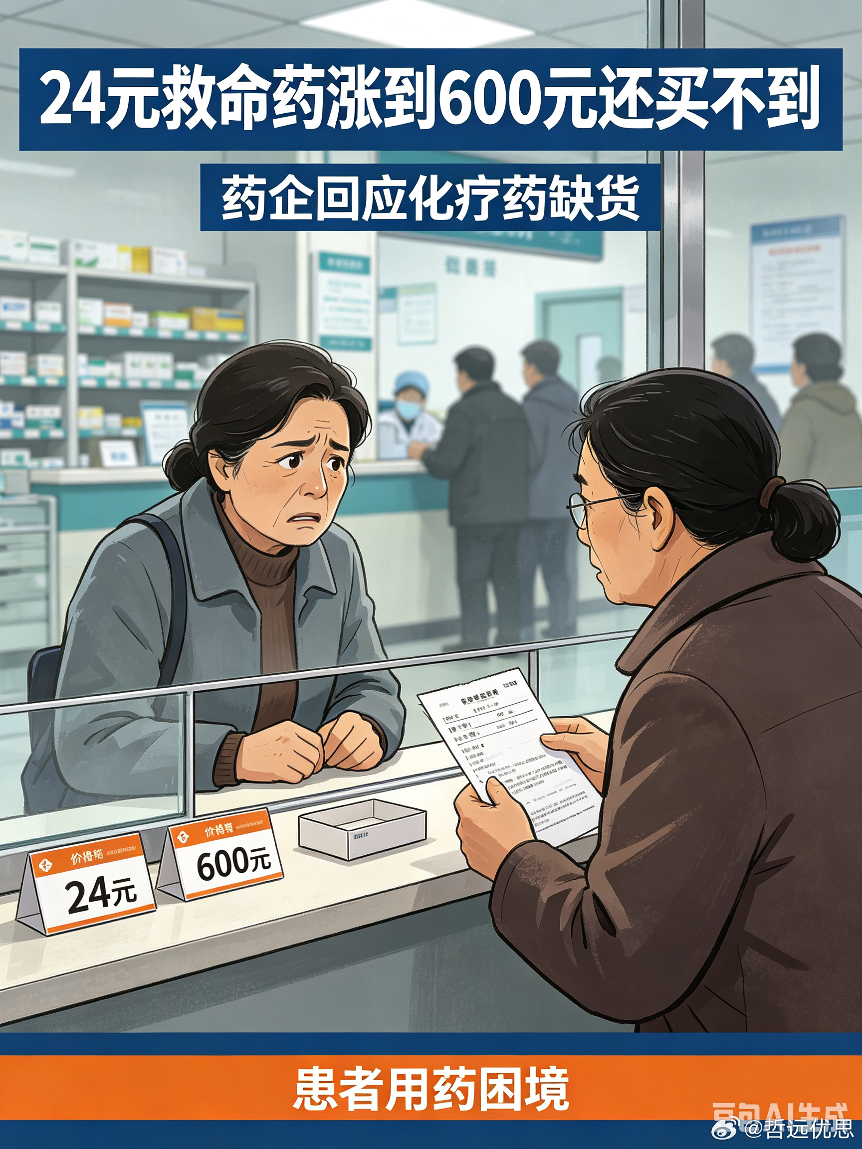 24元救命药涨到600元还买不到 一支药从24元暴涨到600元，单次化疗2400