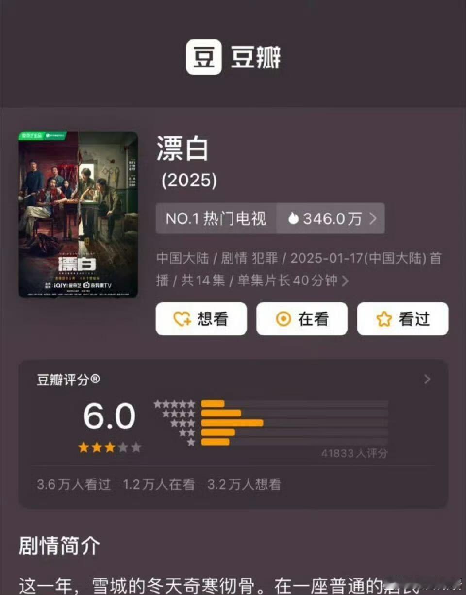 漂白 《漂白》豆瓣开分6.0，高了还是低了？可能还有下降空间[允悲][允悲][允