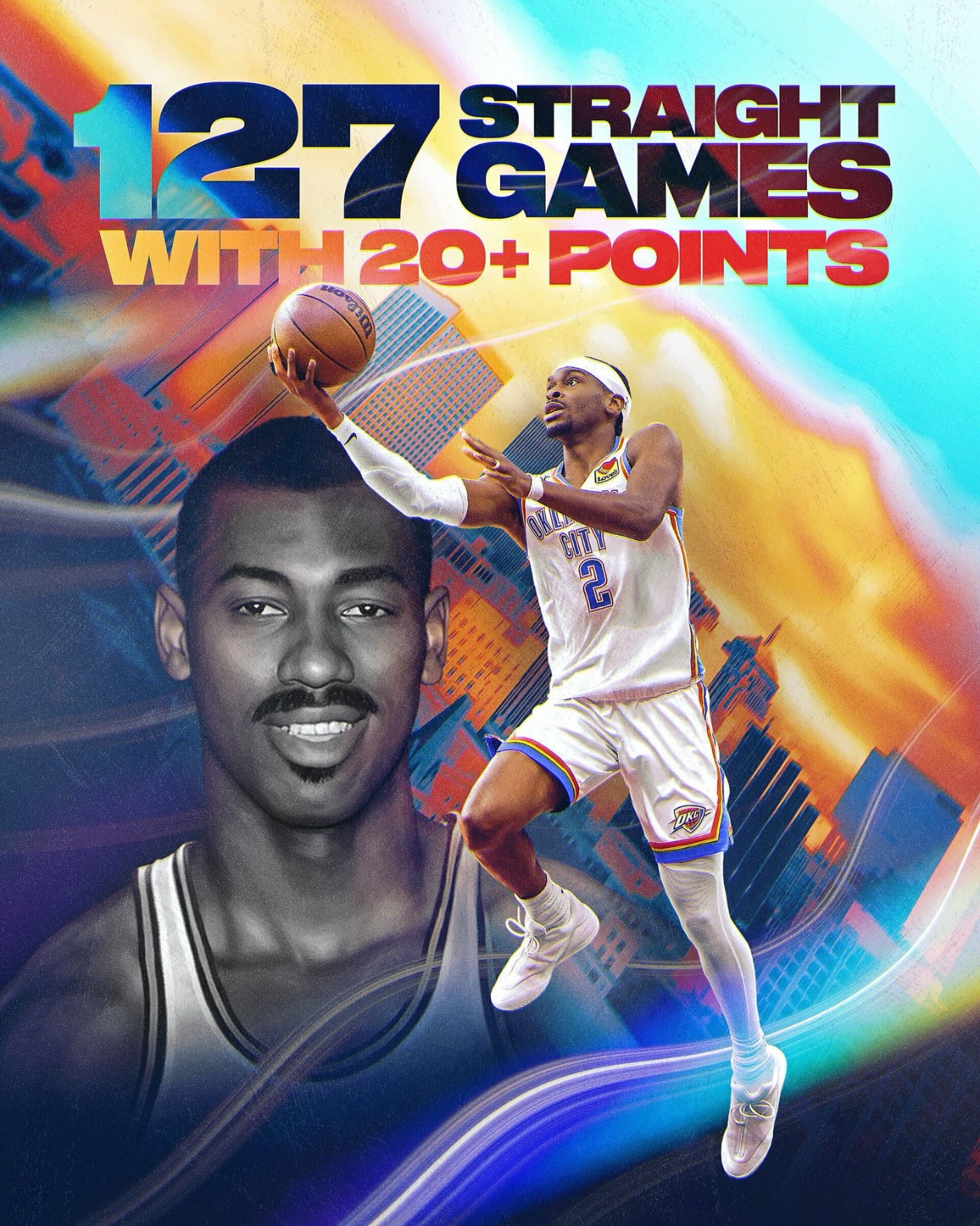 NBA官方发的海报⚡雷霆战胜凯尔特人亚历山大打破张伯伦连续得分超20纪录雷霆