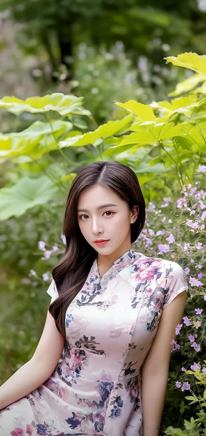 花影摇曳间，美人如画。如画佳人