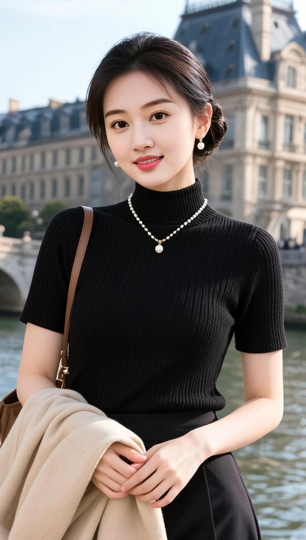 AI河畔轻熟风 抖音ai创作 高颜值美女