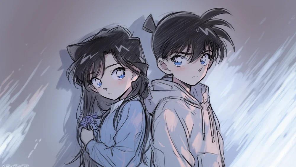新一＆小兰｜情侣壁纸05cr：清风壁纸名侦探柯南工藤新一毛利兰 ​​​