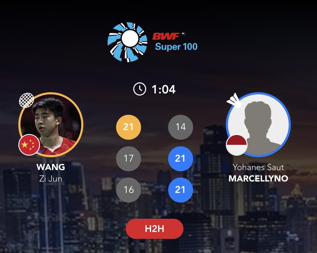 王子峻🇨🇳 21-14、17-21、16-21 🇮🇩马塞利诺2025年印