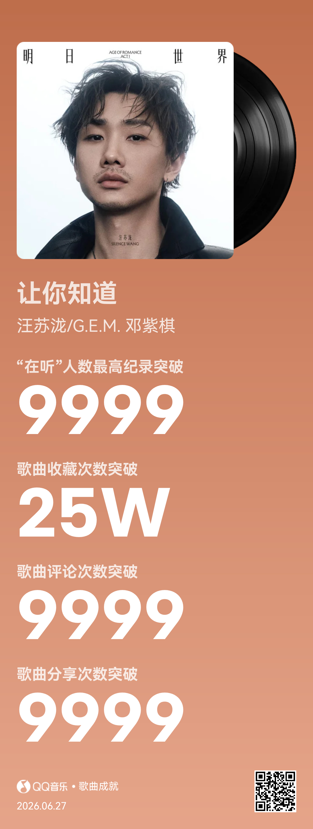 25万！汪苏泷邓紫棋让你知道 汪苏泷/G.E.M. 邓紫棋《让你知道》让你知道 