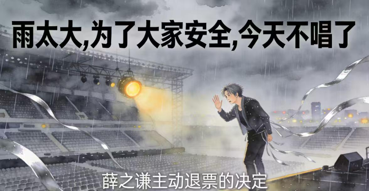 雨太大，全额退票：薛之谦用一场"取消的演唱会"诠释什么是真正的责任
暴雨突袭：一