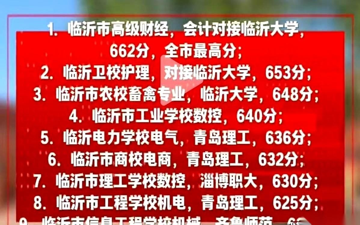 662分！
我揉了揉眼，以为看错了。这不是高考，是临沂的中考，去向是对接临沂大学
