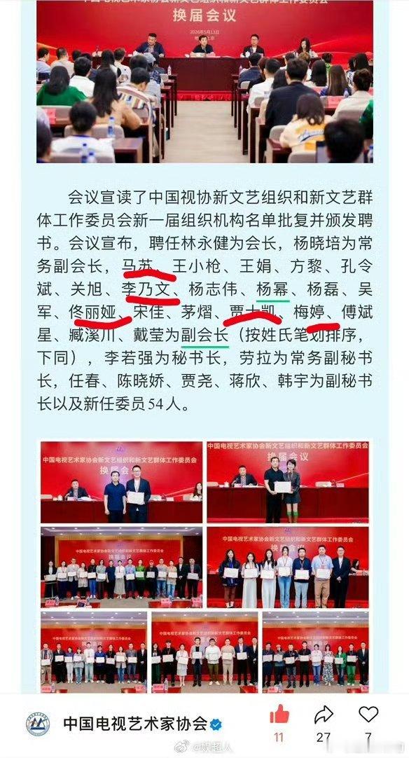 杨幂中国视协双新工作委员会副会长比较意外的是竟然还有贾士凯