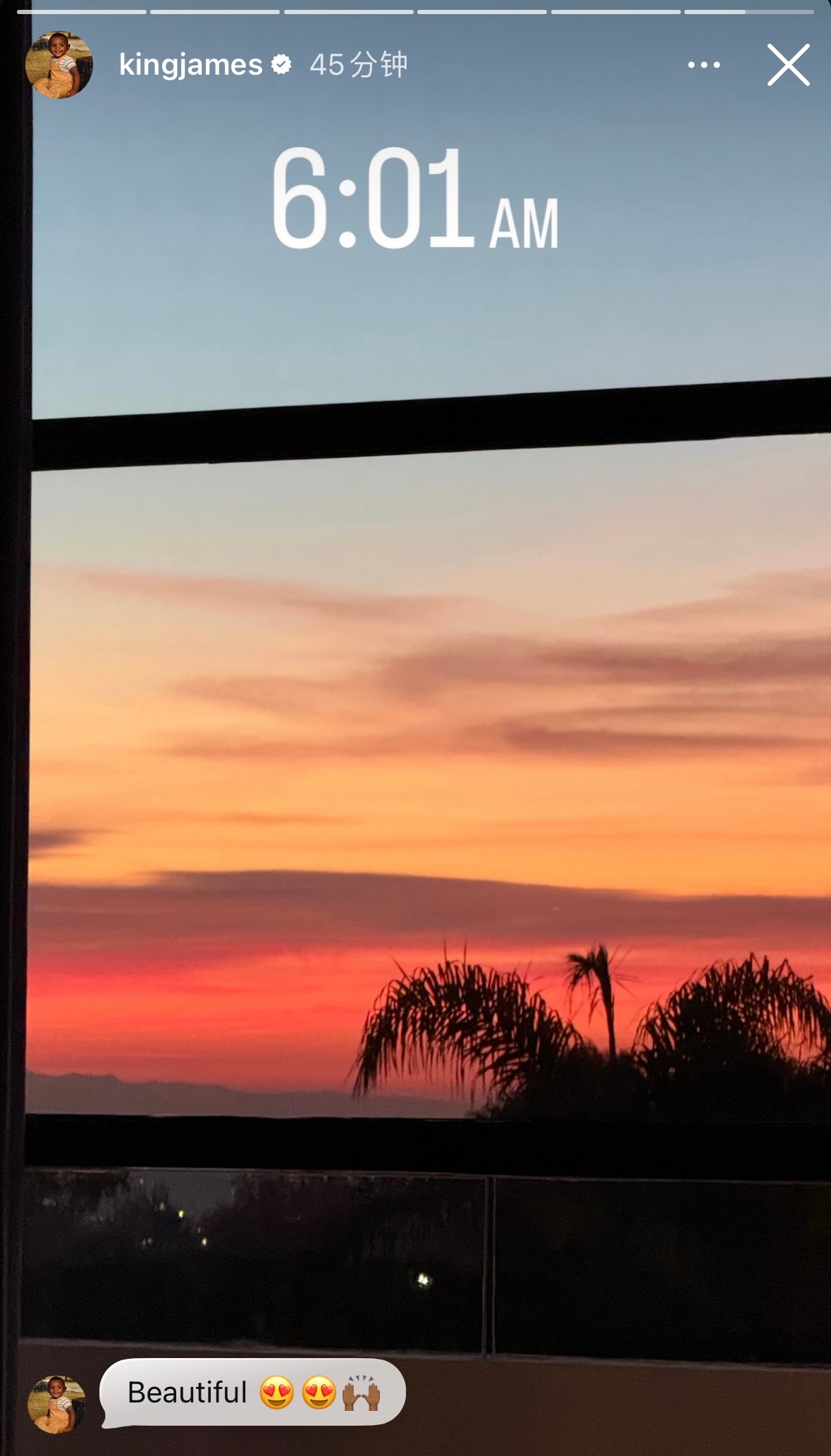 老詹早早起床，心情不错，输赢看开了。