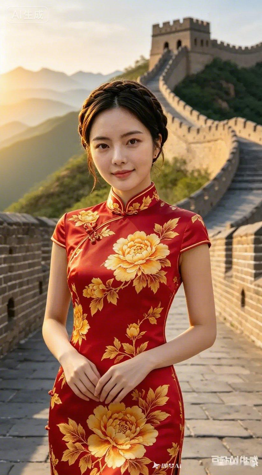 在长城上，穿旗袍的姑娘，惊艳了时光🌟