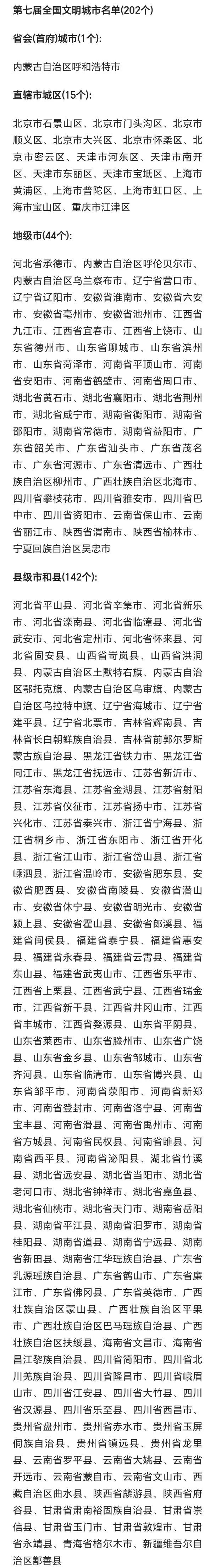 快讯：第七届全国文明城市榜单新鲜出炉！5月23日，全国精神文明建设表彰大会在京召