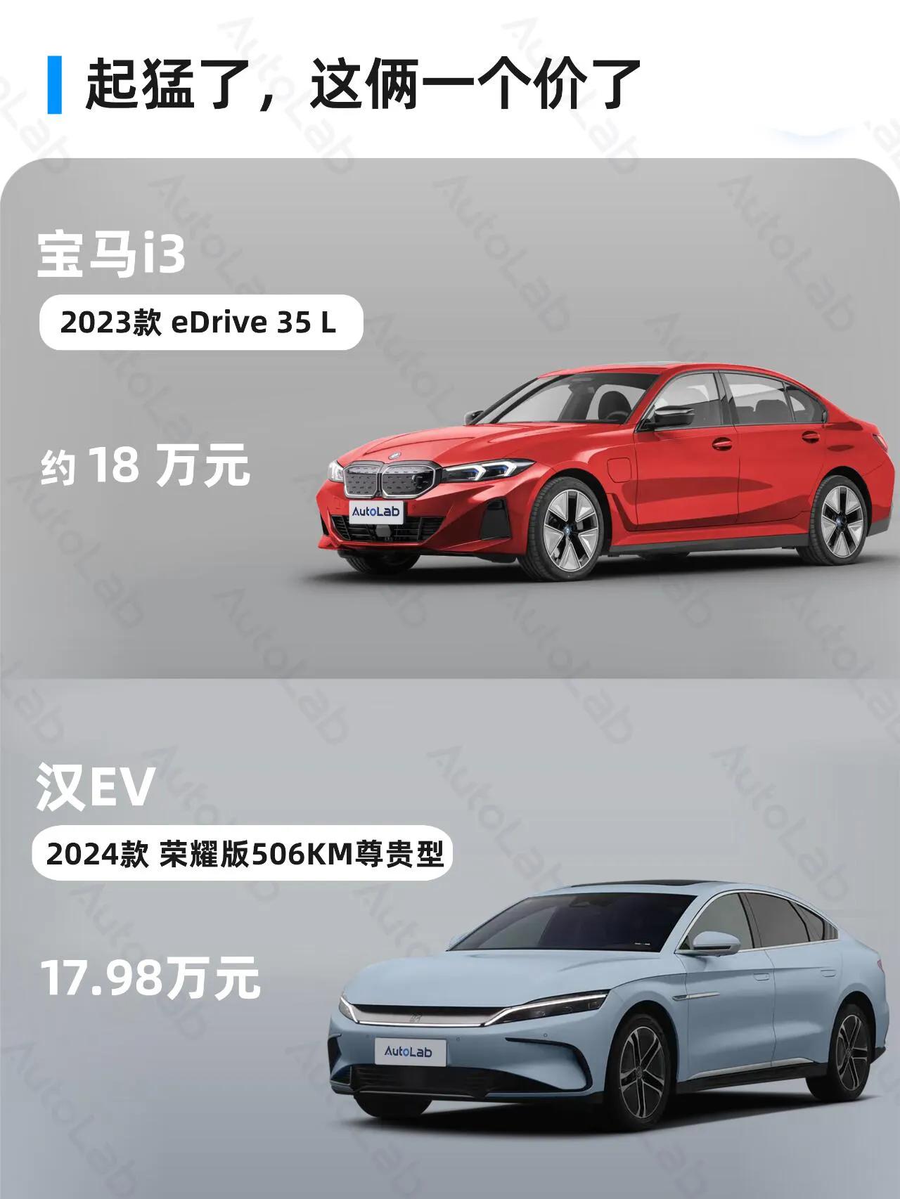 起猛了，这俩一个价了

宝马i3腰斩式降价，裸车价格能到十七八万，和同价位的比亚
