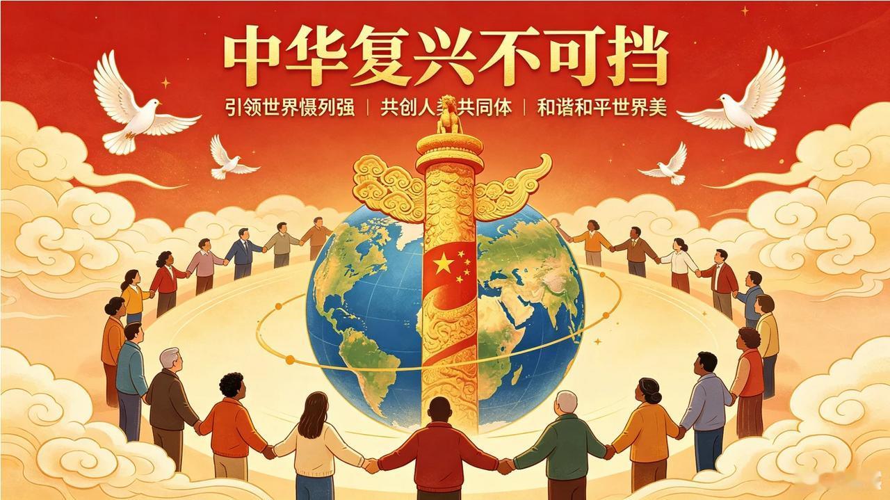 中华复兴不可挡
引领世界慑列强
共创人类共同体
和谐和平世界美