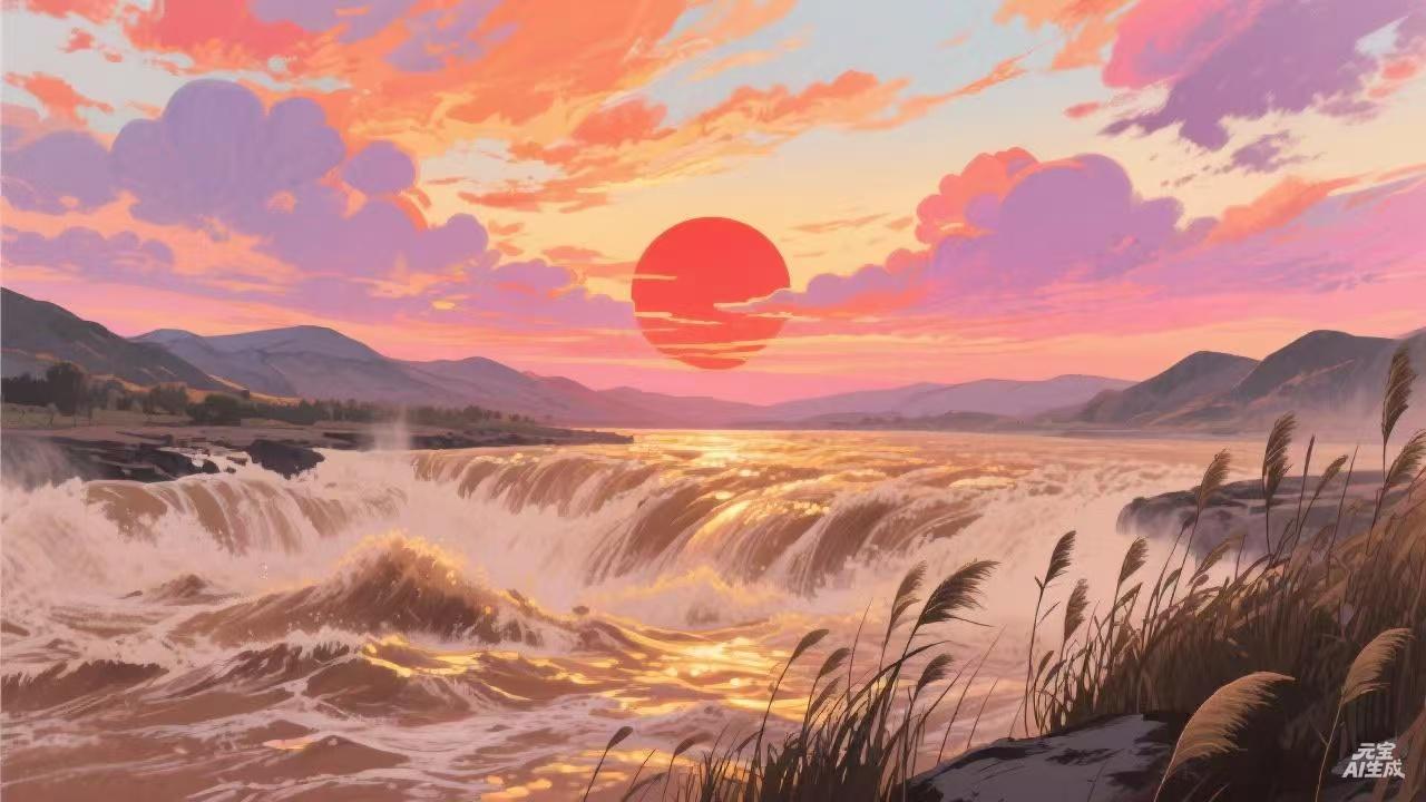 王毅：赞黄河

黄河之水天上来
东流不复回
雨后斜阳大桥辉
朵朵彩云归
河水奔涌