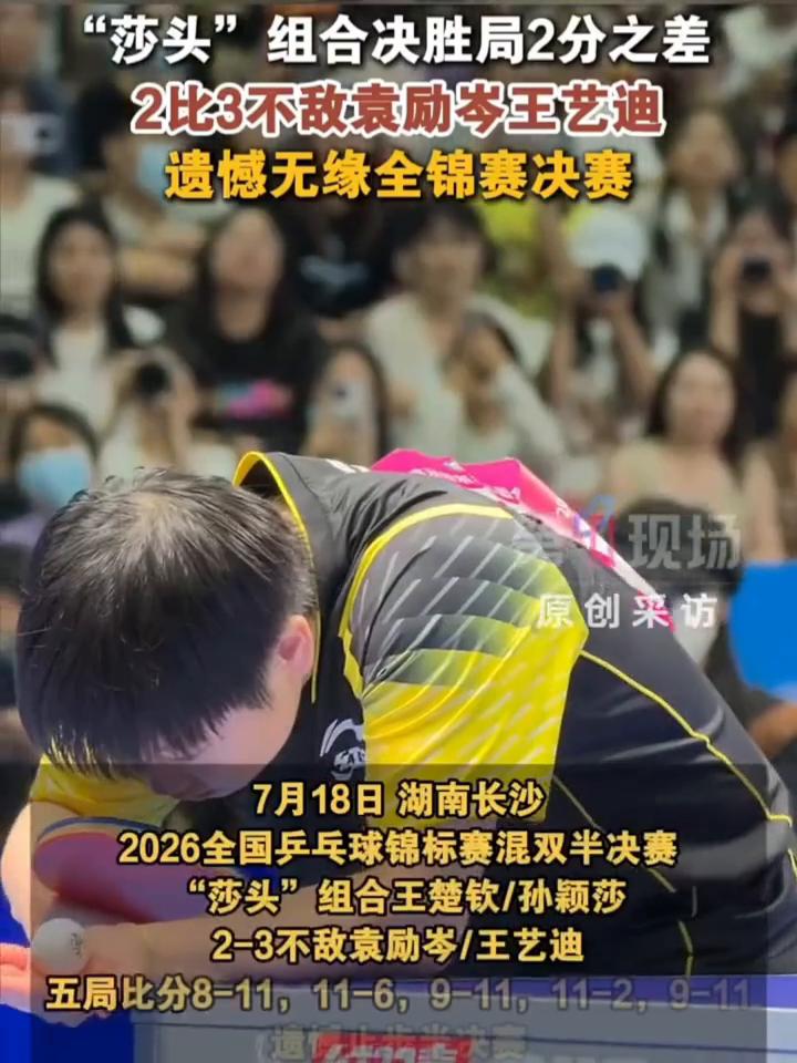 差一点！"莎头"组合决胜局2分之差，遗憾无缘全锦赛决赛。
7月18日湖南长沙，2