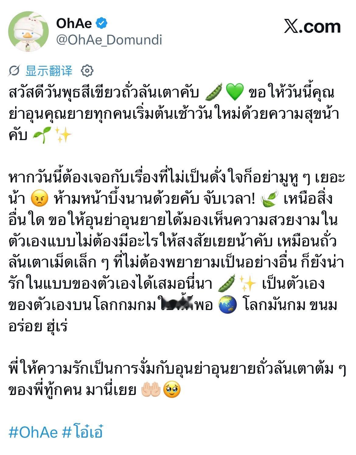 260624 OhAe更新你好，绿豌豆星期三🫛💚愿今天所有的奶奶们都能以幸福