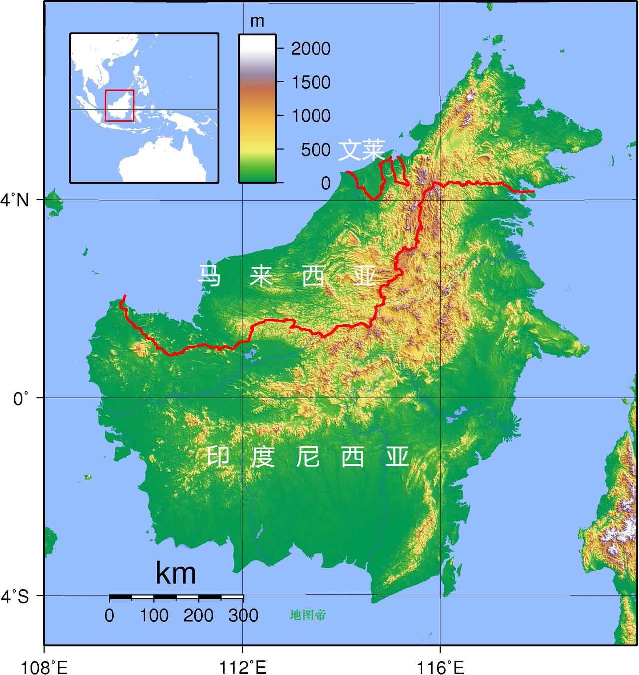 加里曼丹岛地形图