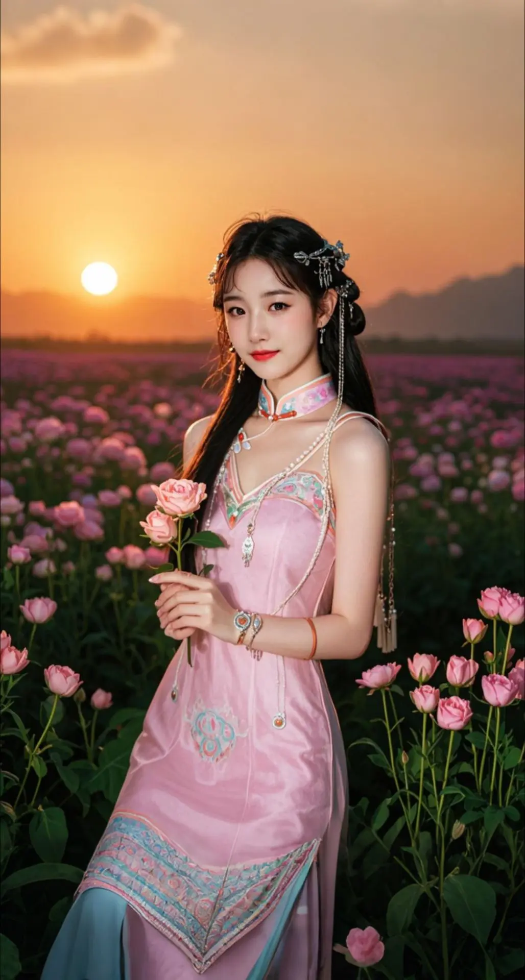 AI扩图 AI楼兰花漾少女