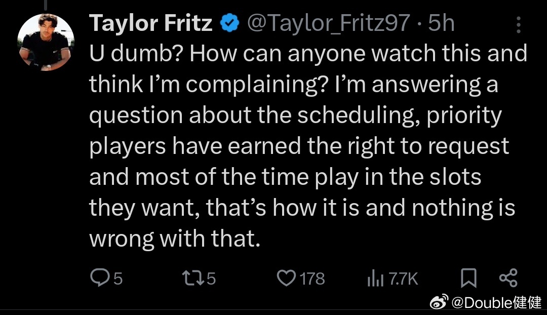 弗里茨回应了那些不理解他声明的人…… “有人怎么能看到这个就觉得我在抱怨呢？我只