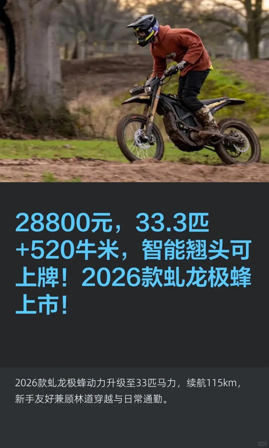 28800元，2026款虬龙极蜂上市！。28800元，33.3匹+520牛米，智