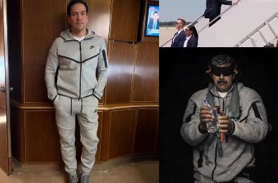 白宫通讯主任张振熙发了张照片，卢比奥在飞往北京的专机上，没穿西装，套了件灰色Ni