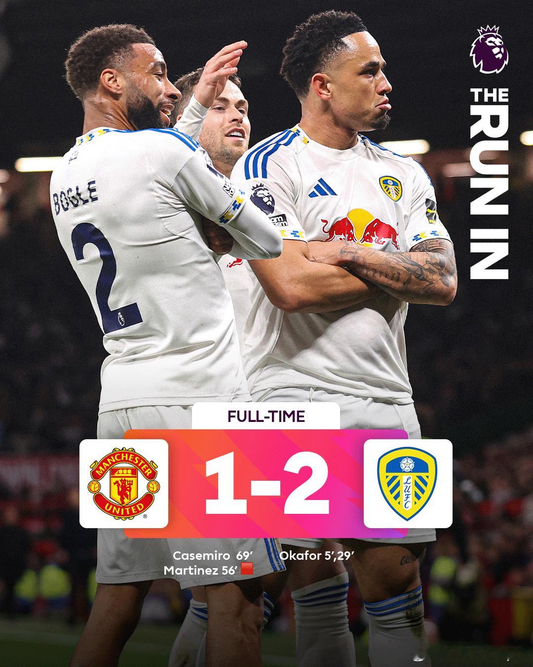 凌晨进行的英超比赛，曼联主场1比2负于利兹联，卡塞米罗为曼联打入一球。利马的红牌