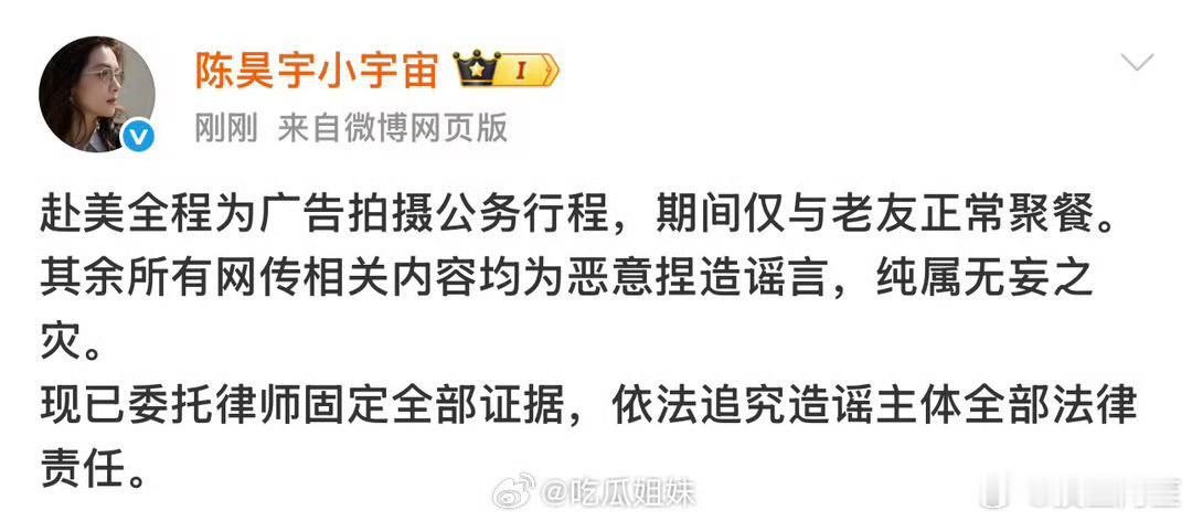 陈昊宇工作室回应聚餐是朋友聚会，拒绝无端指责，造谣会取证。新人演员余意指控陈昊宇