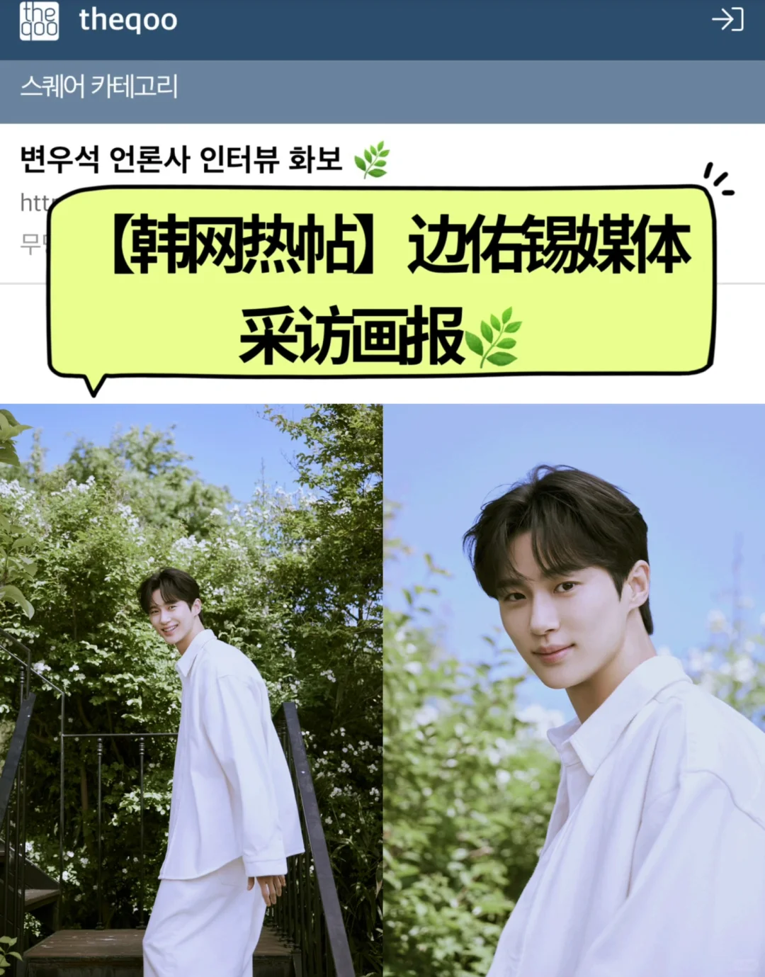 🔥韩网热帖｜边佑锡媒体采访画报🌿