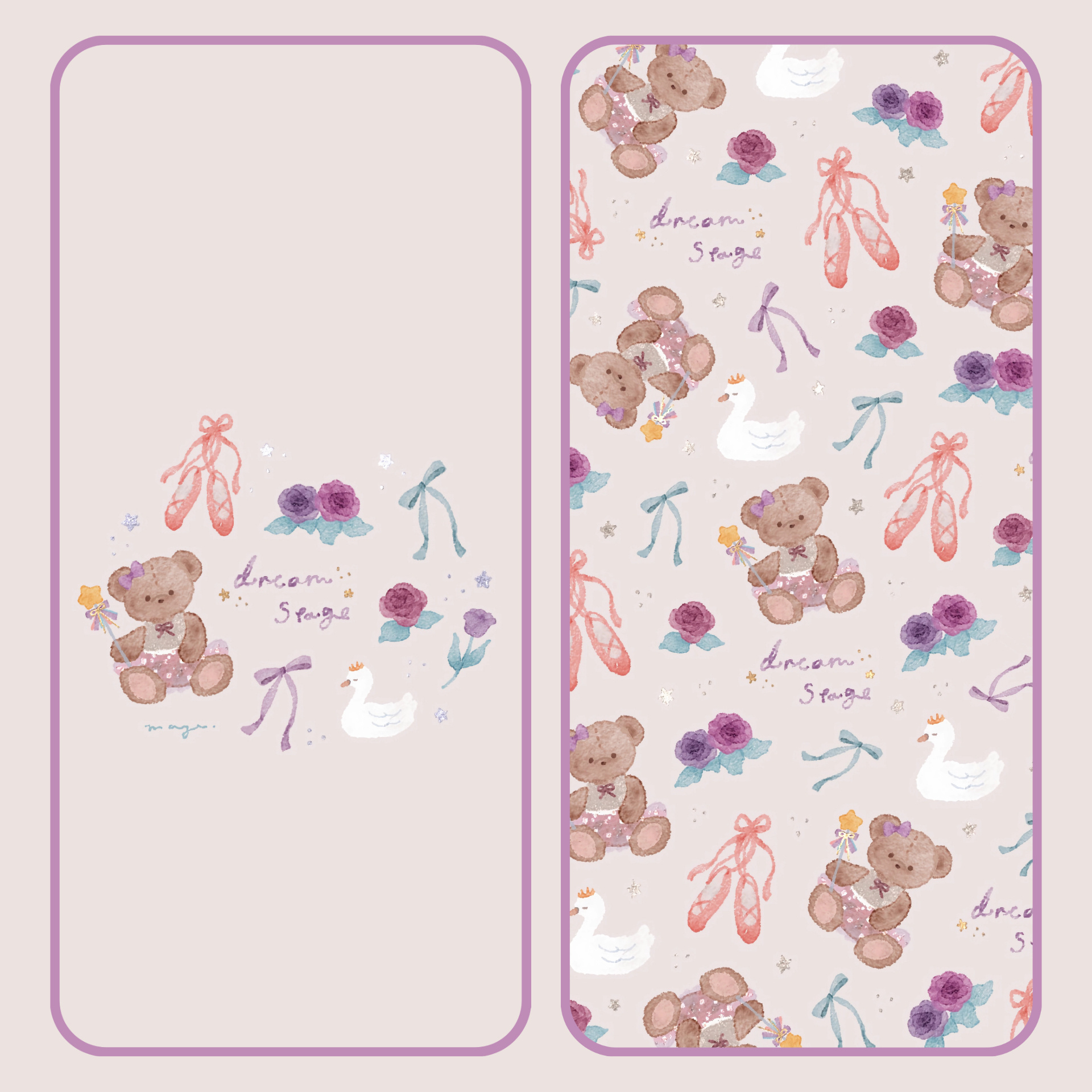 ʕ •ᴥ• ʔ毛绒小熊玩偶插画壁纸🧸🌹🍪 ​​​