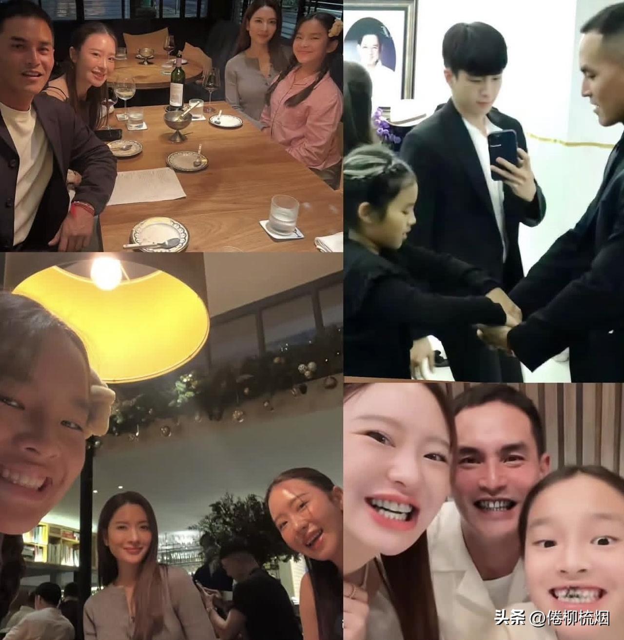好和谐的前后关系。。Aff与女儿与Songkarn和新女友。。