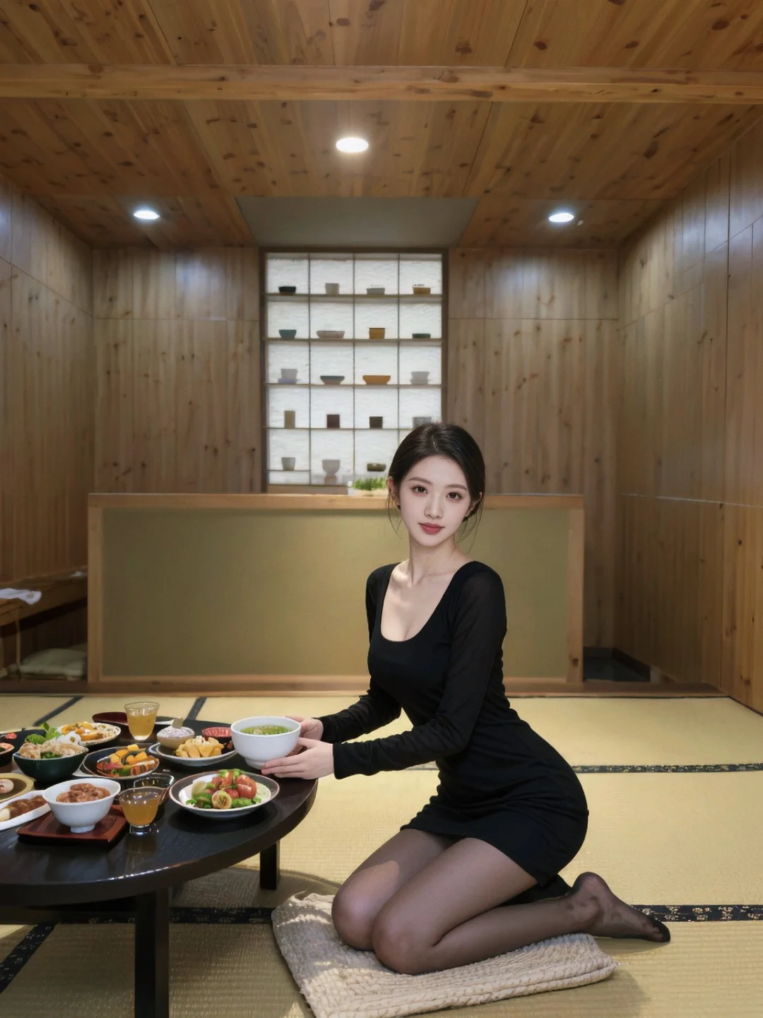 御姐 御姐风 黑丝 日料 拍照吃饭两不误 美食与身材 爱我就是陪我吃饭...