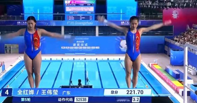 红姐在上午预赛中的表现还行，虽然与第一名的陈芋汐和掌敏洁有着多达41分多的一个差