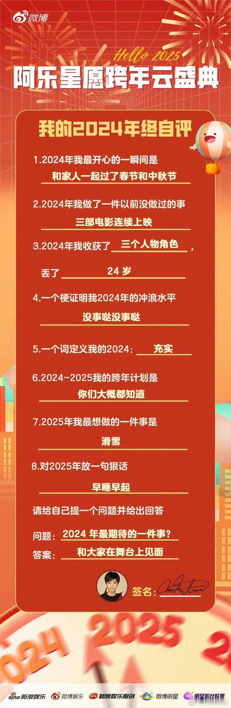 王俊凯[超话]  王俊凯的2024年终自评  王俊凯2024年终自评有！最开心的