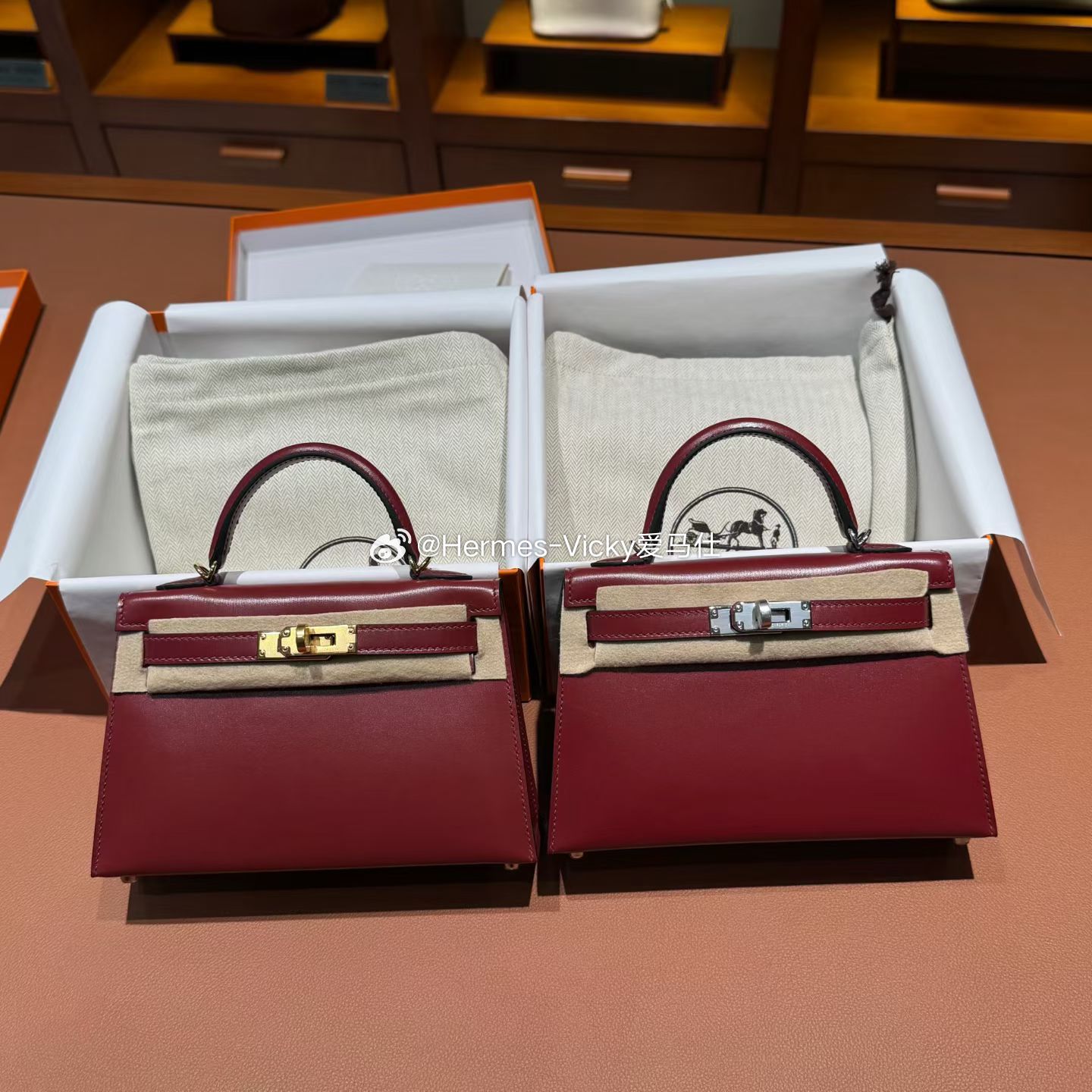 Kelly mini 2代 Box皮 55爱马仕红 ​​​