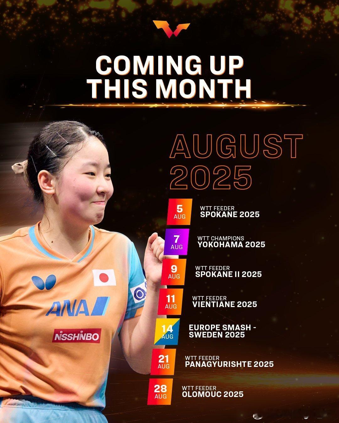 WTT8月赛事速览🏓️ ​​​