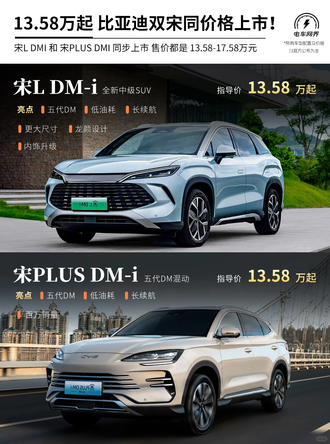 13.58万起 比亚迪双宋同价格上市！