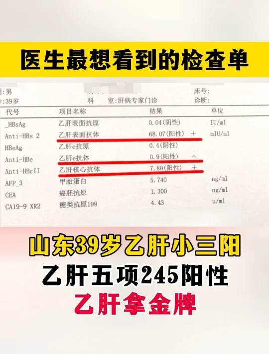 希望你的乙肝五项也是这个样！