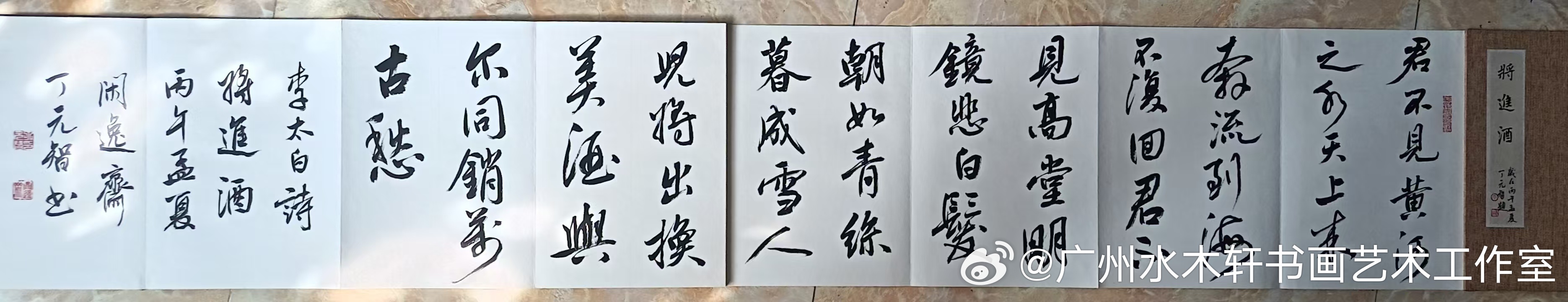 丁元智老师书法作品欣赏。册页《将进酒》。 ​​​