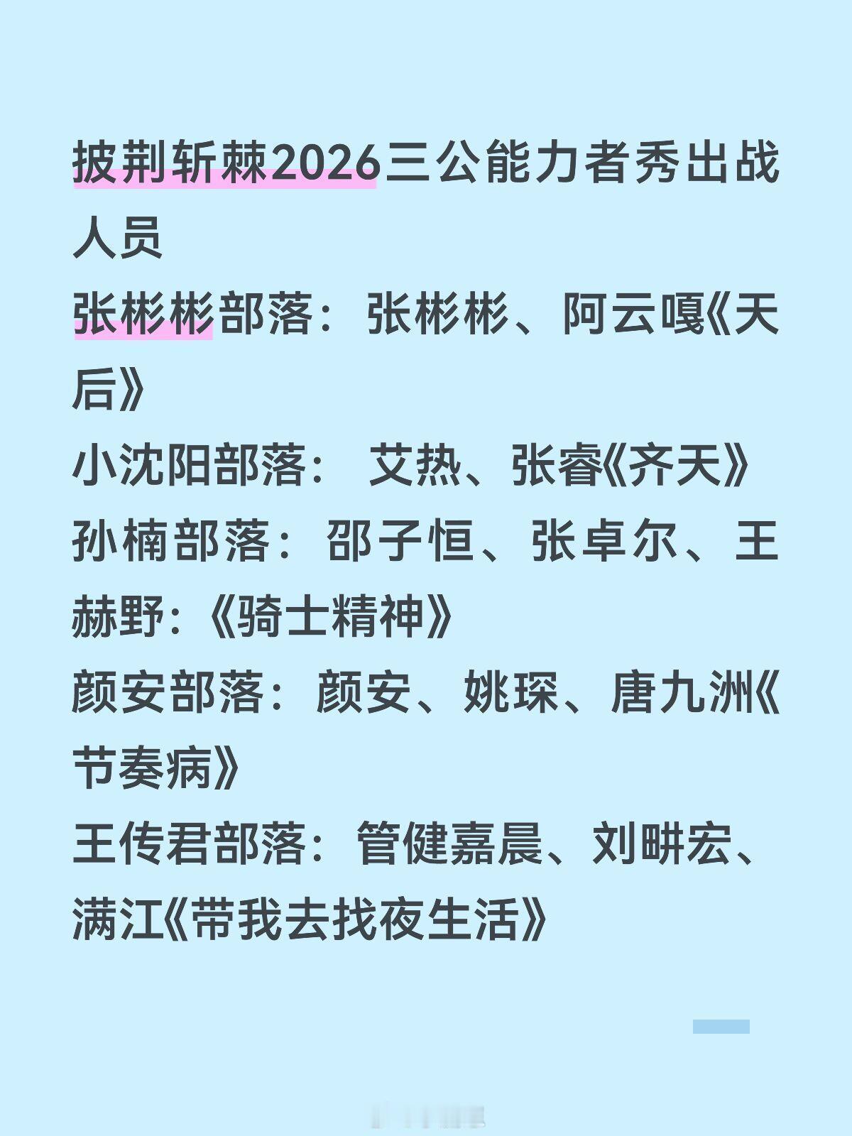 披荆斩棘[超话]披荆斩棘2026三公能力者秀披荆斩棘‖披荆斩棘的哥哥‖ ​​​