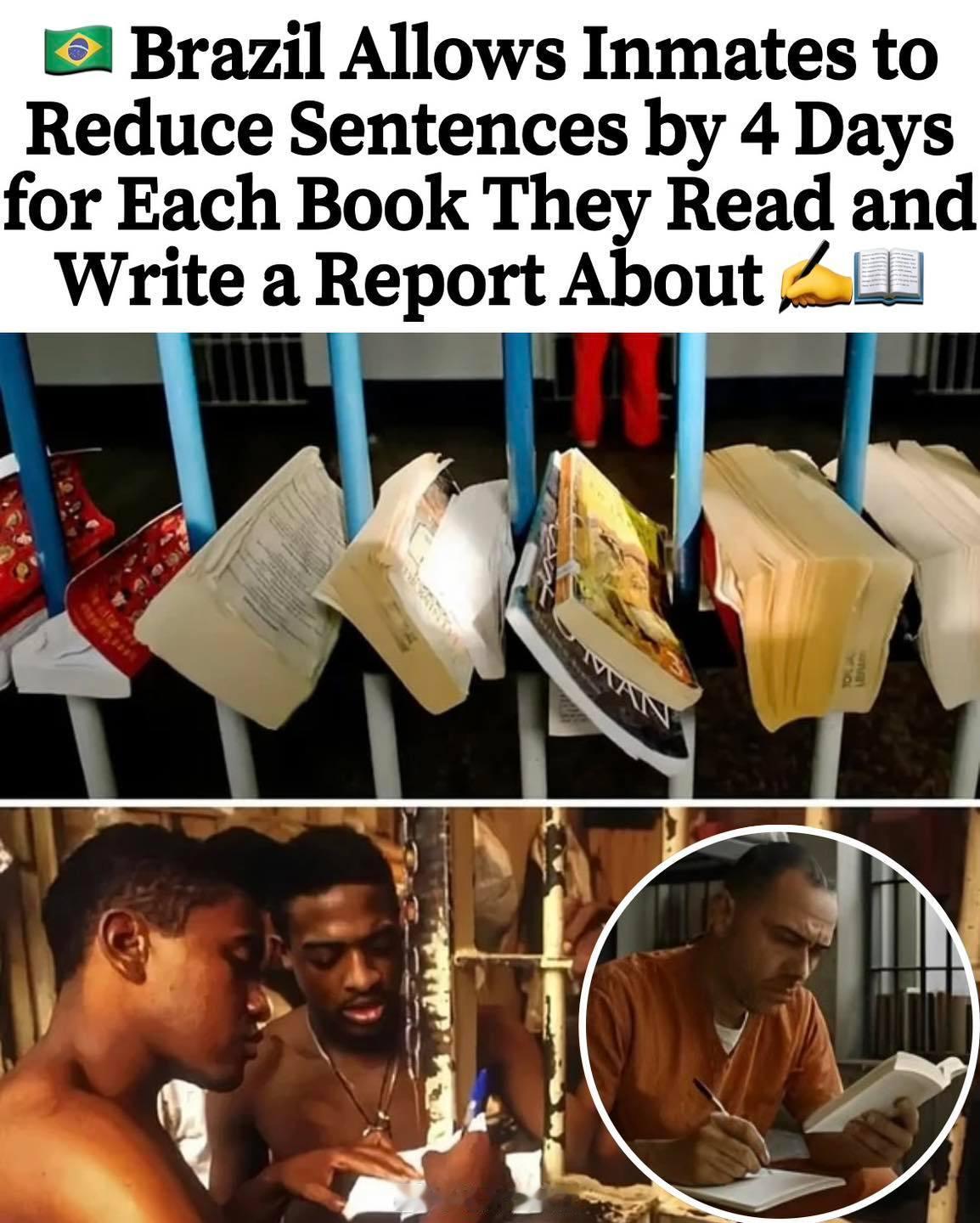 巴西部分监狱推行一种叫 Remissão pela Leitura “阅读释放”