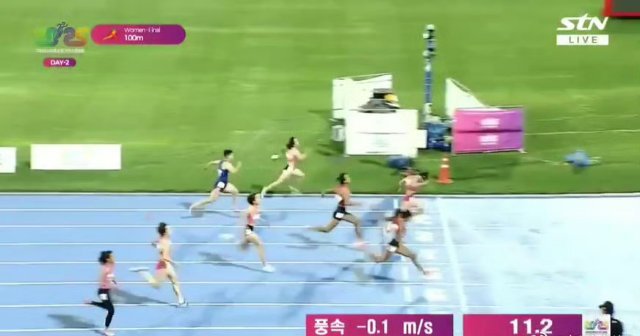 梁小静夺田径亚锦赛女子100米金牌 2025年第26届田径亚锦赛女子100米决赛