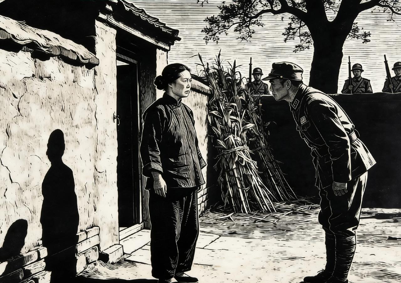 抗战时，一村妇将日军军官引入屋内，随后对着角落低声道：快出来
一九四二年春，苏北