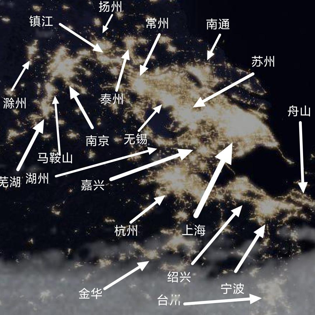 夜晚的长三角 