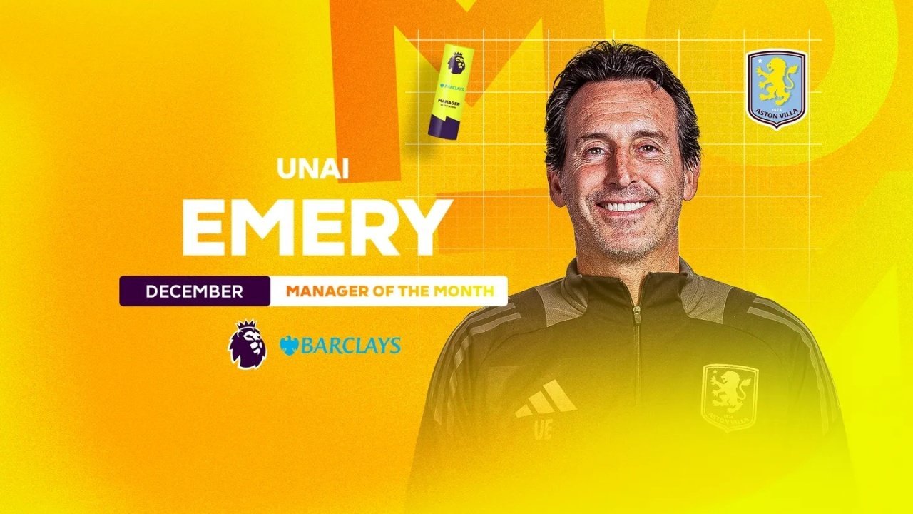 #埃梅里获英超12月最佳主帅# 英超官方公布了12月的英超月最佳主帅，阿斯顿维拉
