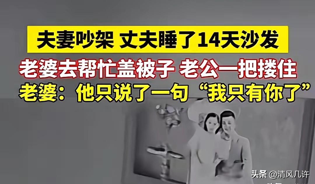 一对夫妻吵完架老公在沙发睡了14天，后来老婆不忍心去给他盖了个被子，他突然一把搂